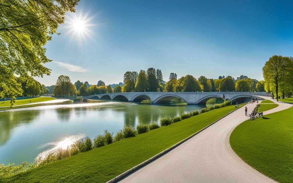 Munich Olympic Park and Isar River