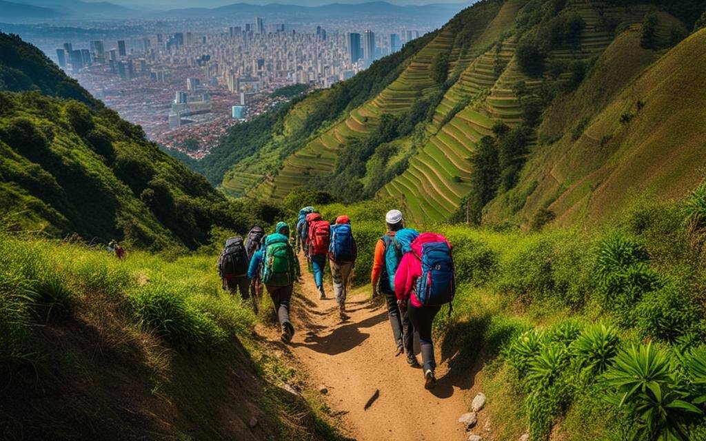 Hiking up Monserrate